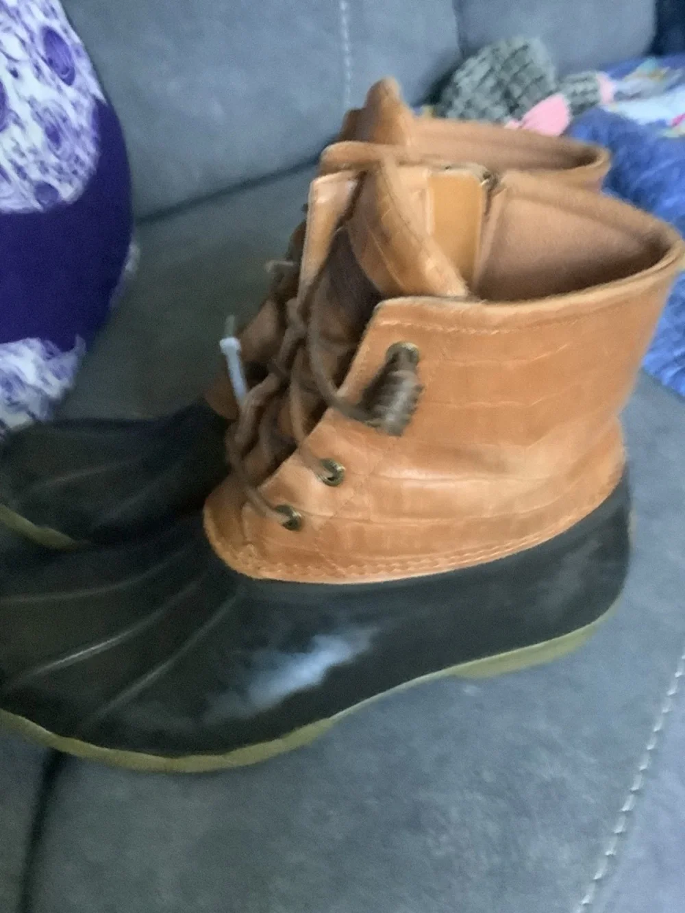 Sperry Brown Leather and Black Rubber‎ Duck Boots